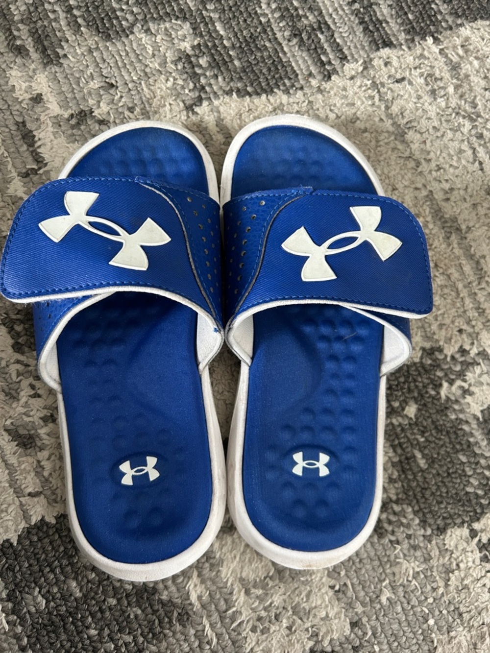 Under Armour Kids Blue and White Slide Sandals
